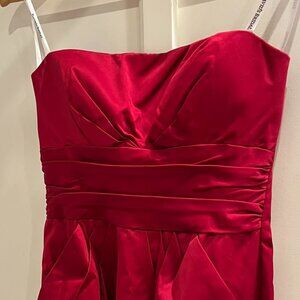 David's Bridal Strapless red dress in size 4